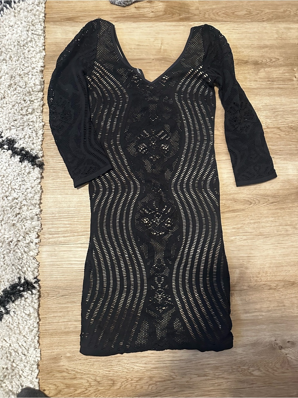 Bebe - Petite Small - Black Crochet Bodycon Dress – Women